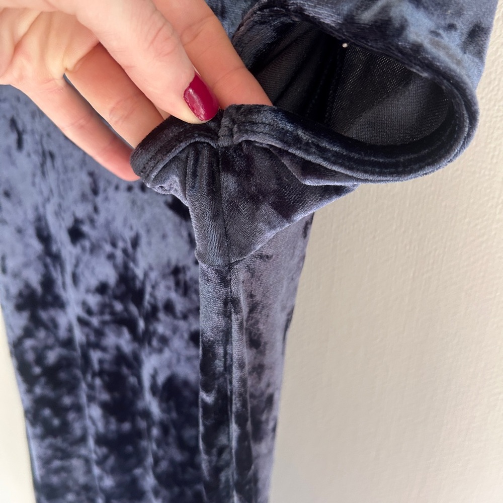 Z SUPPLY Crushed Velvet Mini Swing Dress Navy 90s Grunge Whimsigoth Vamp Size XS - Picture 7 of 11